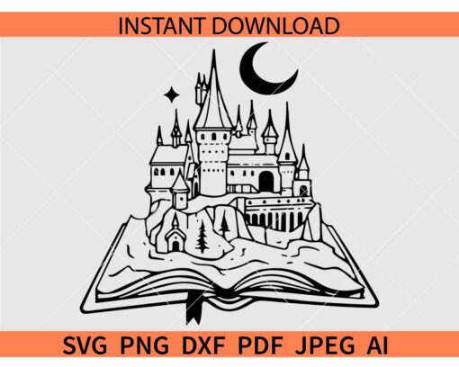 Harry Potter Magic Castle SVG, Hogwarts Wizard Castle Book SVG
