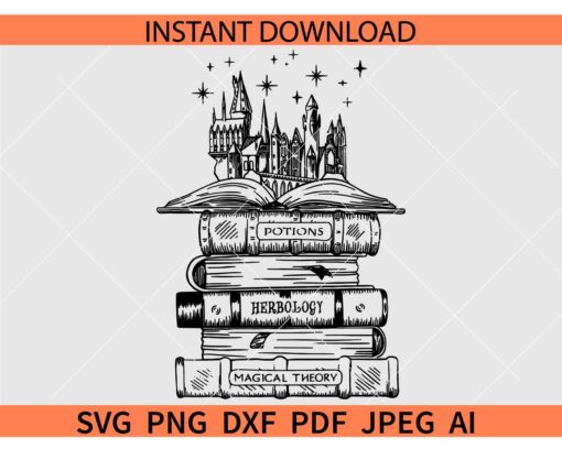 Hogwarts Wizard Castle Book SVG, Book castle SVG PNG PDF JPG