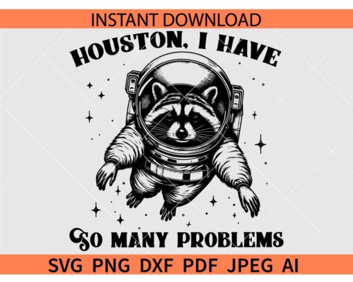 Houston I Have So Many Problems Raccoon In Space SVG