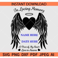 In Loving Memory Angel Wings Name Frame SVG