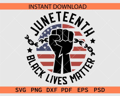 Juneteenth Fist Black Lives Matter SVG, Juneteenth Fist Broken Chain SVG