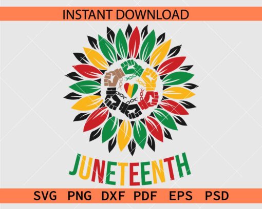 Juneteenth Sunflower Vector SVG, Juneteenth Fist in Sunflower SVG
