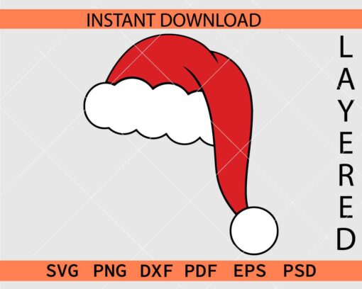 Layered Santa Claus hat SVG, Santa Hat Décor SVG