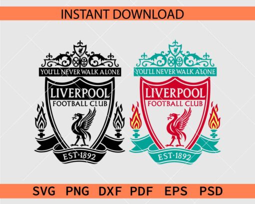 Liverpool Football Club Official logo SVG, You will never walk alone logo SVG