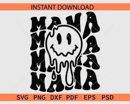 Mama Melting Face SVG, Retro Mama Melting Face SVG