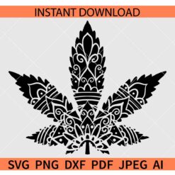 Mandala Weed SVG PNG PDF JPG, Zentangle Weed SVG