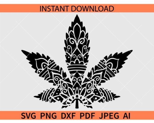 Mandala Weed SVG PNG PDF JPG, Zentangle Weed SVG