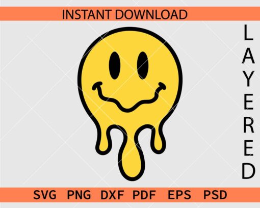 Melting Smiley Face SVG, Dripping Smiley Face SVG