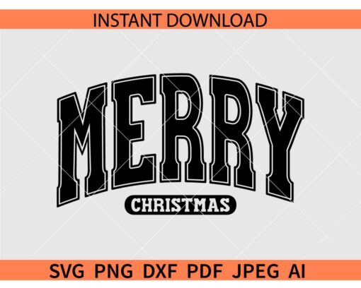 Merry Christmas SVG, Retro Merry Christmas SVG PNG PDF JPG