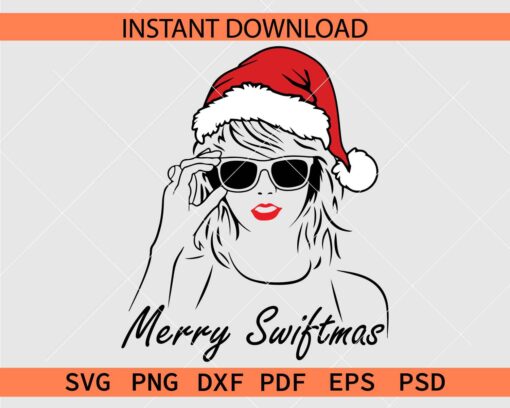 Merry Swiftmas SVG, Taylor Swift Santa Hat SVG