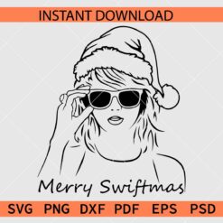Merry Swiftmas Sketch SVG, Taylor Swift Sunglasses Merry Swiftmas SVG