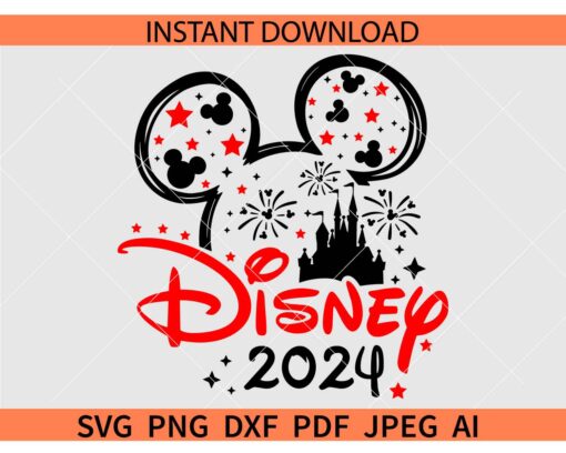 Mickey 2024 Vacation Castle SVG, Disney 2024 Mouse Head SVG