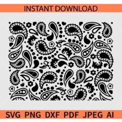 Motif Floral Paisley SVG PNG PDF JPG, Seamless Bandana SVG