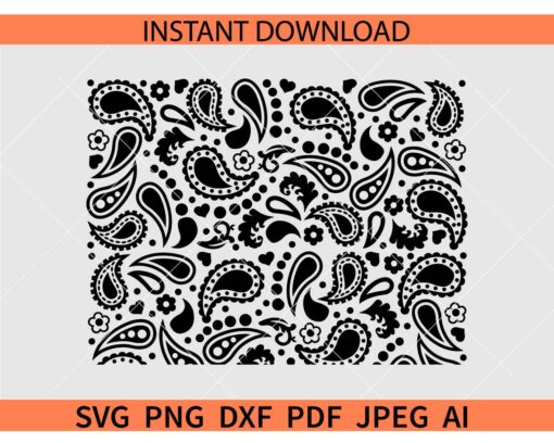 Motif Floral Paisley SVG PNG PDF JPG, Seamless Bandana SVG