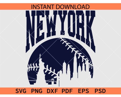 New York City Baseball SVG, Baseball Ball with New York City SVG
