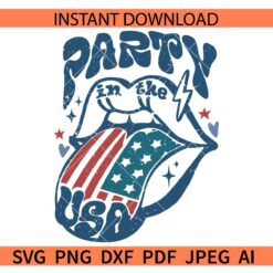 Party in the USA tongue out SVG, July 4th Tongue SVG