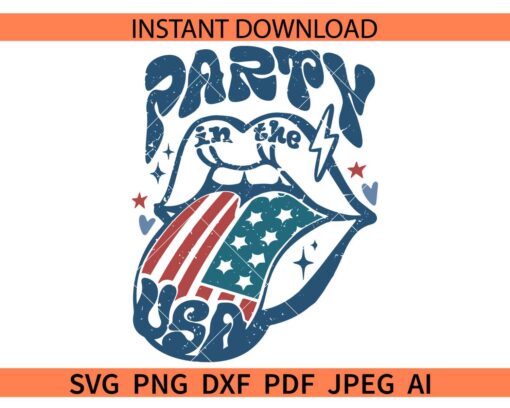 Party in the USA tongue out SVG, July 4th Tongue SVG