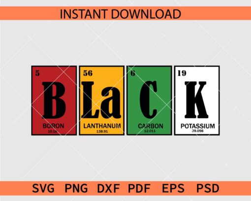 Periodic Table Juneteenth SVG, Boron Lanthanum Carbon Potassium Juneteenth SVG
