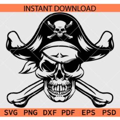 Pirate skull SVG, Crossbones Pirates skull  SVG, Pirate Skull Crossbones SVG