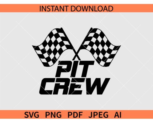 Pit Crew checkered SVG, Checkered Flag Pit Crew SVG
