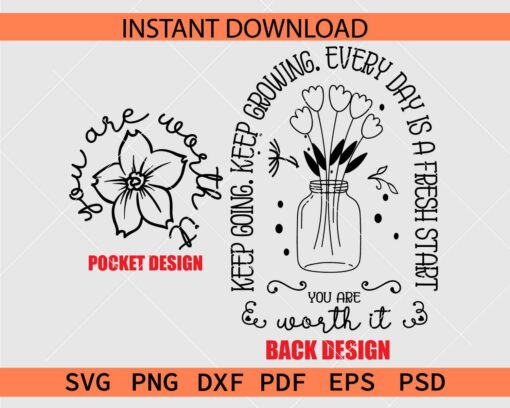 Positive Aesthetic You are Worth It SVG, Floral Positive Aesthetic You are Worth It SVG