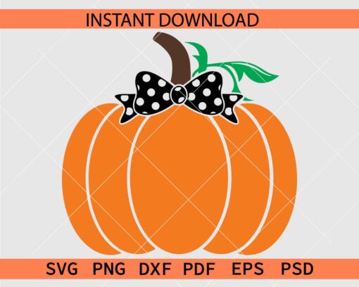 Pumpkin with Polka Dots Bow SVG, Layered Pumpkin with Bow SVG