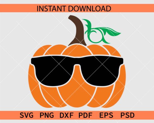 Pumpkin with Sunglasses SVG, Pumpkin Face Sunglasses SVG