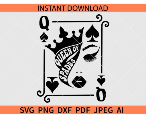 Queen Of Spades Playing Card SVG, Playing Card Q Queen Of Spades SVG