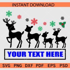 Reindeer Family Name Frame SVG, Deer Family Name Family SVG