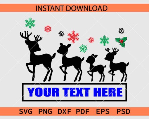 Reindeer Family Name Frame SVG, Deer Family Name Family SVG