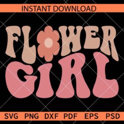 Retro Flower Girl SVG, Flower Girl Retro Wavy Text SVG