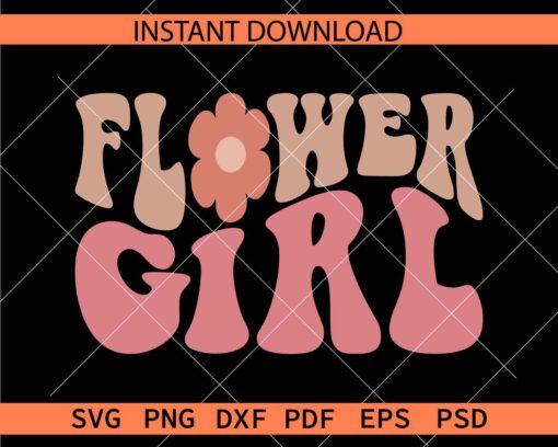 Retro Flower Girl SVG, Flower Girl Retro Wavy Text SVG