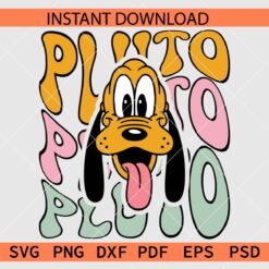 Retro Pluto Head SVG, Stacked Pluto Face SVG