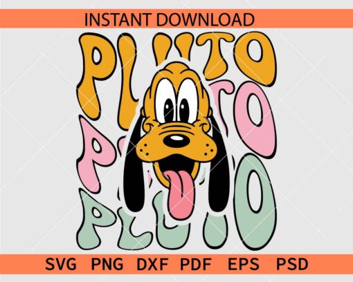 Retro Pluto Head SVG, Stacked Pluto Face SVG