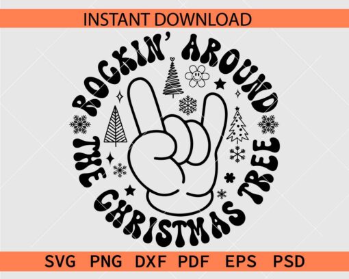 Rockin' around the Christmas tree Mickey Hand SVG