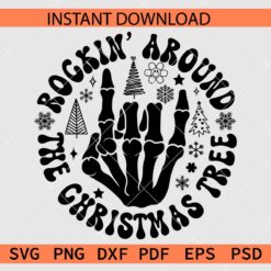 Rockin’ around the Christmas tree Skeleton Hand SVG
