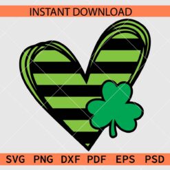 Saint Patrick's Day Heart SVG, Heart Symbol with Clover Leaf SVG