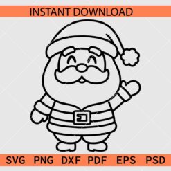 Santa Cartoon Coloring Page SVG, Santa Cartoon Outline SVG, Santa Cartoon Sketch SVG