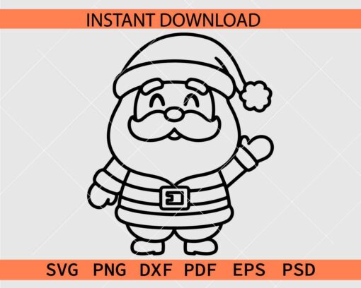 Santa Cartoon Coloring Page SVG, Santa Cartoon Outline SVG, Santa Cartoon Sketch SVG