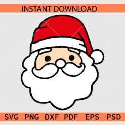 Santa Cartoon Face Layered SVG, Cartoon Face with Santa Hat SVG
