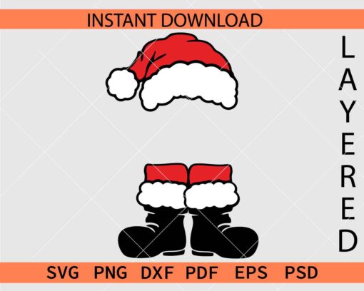 Santa Claus Monogram SVG, Santa Hat and shoes Monogram SVG