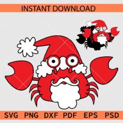 Santa Crab Cartoon SVG, Crab Cartoon with Santa Hat SVG