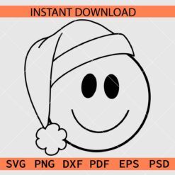 Santa Smiley Face Coloring Page SVG