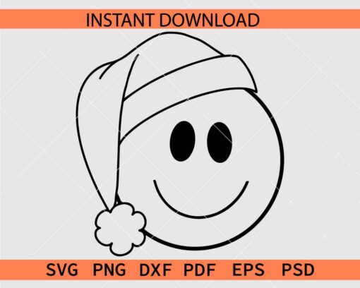 Santa Smiley Face Coloring Page SVG