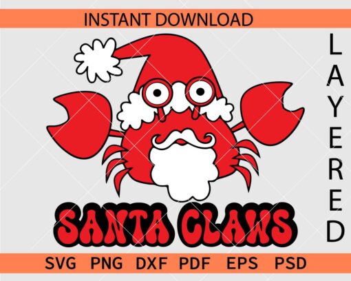 Santa claws SVG, Christmas Crab Santa Claws SVG