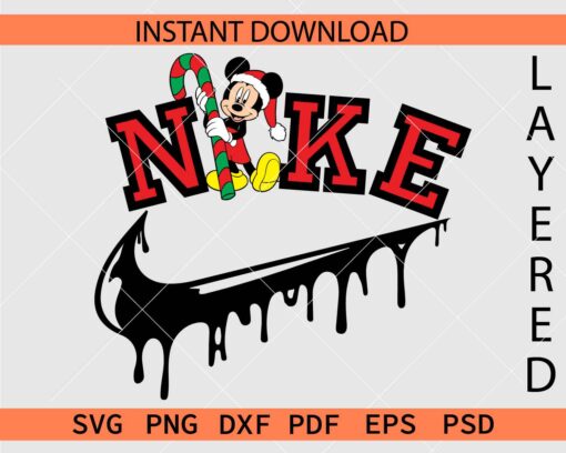 Santa mickey Nike logo svg, Drippy Nike Santa Mickey SVG