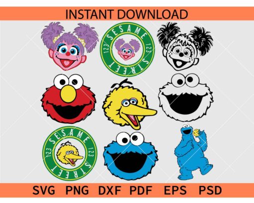 Sesame Street Bundle SVG, Elmo Sesame Street SVG, Cookie Monster Sesame SVG 