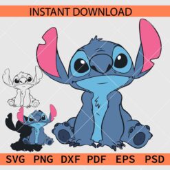 Sitting Stitch Vector SVG, Stitch Sitting Layered Clipart SVG