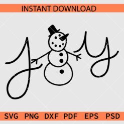Snowman Joy Line art SVG, Joy Snowman Sketch SVG