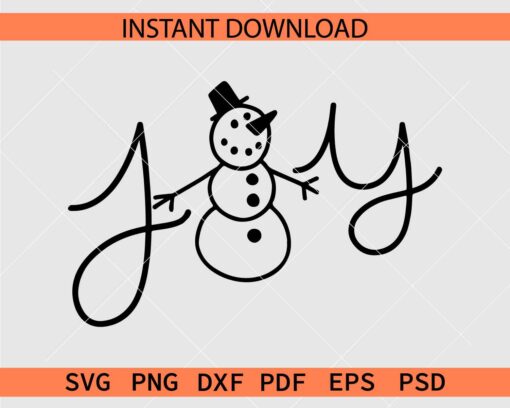 Snowman Joy Line art SVG, Joy Snowman Sketch SVG